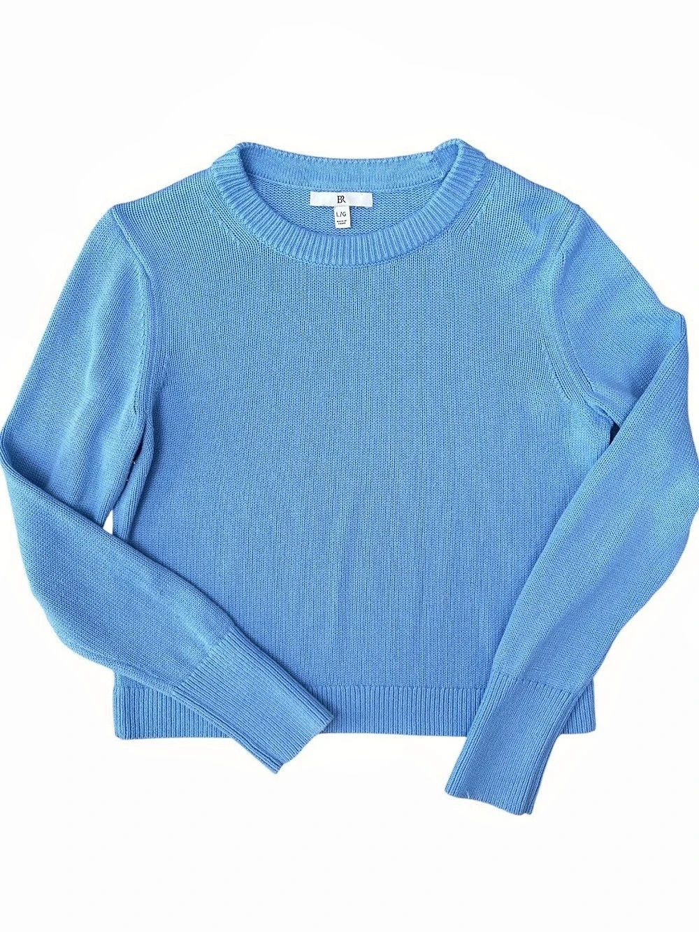 BANANA REPUBLIC Cotton-Silk Crew-Neck Sweater L High Dive Blue